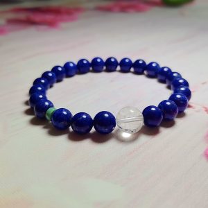 Lapis Lazuli with Clear Quartz Medicine Buddha Mantra Bracelet—Healing· Purification·Balance