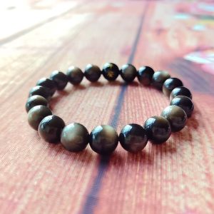Silver Sheen Obsidian and Black Onyx Amulet Bracelet—Protection