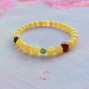 Amber with Red Agate, Agarwood & Jade Bracelet – Nurture·Protect·Prosper