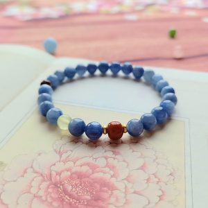 Kyanite with Red Agate, Tiger’s Eye  Bracelet – Focus·Vitality·Protect