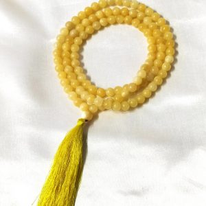 Yellow White Color Premium Quality Durable 8mm Honey Calcite Gemstone 108 Prayer Beads Jap Mala Meditation Mantra Counting