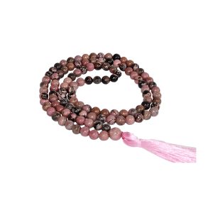 Premium Quality Durable Pink Rhodonite Gemstone 8mm 108 Beads Mala for Meditation Mantra Counting Stress Relief