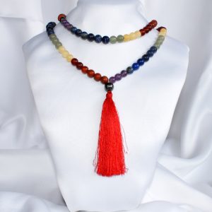 Premium Natural Multi Color 8mm 108 Prayer Beads Jaap Mala 7 Chakra Gemstone Durable Meditation Mantra Counting Stress Relief
