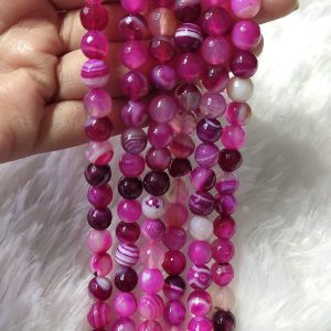 Top Selling Banded Agate Pink 8mm Faceted Round Beads Natural Healing Gemstones for Jewelry Making Meditation at Price