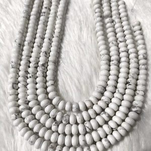 Premium AAA Grade Unique Collection of Jewelry Making White Natural Stone Howlite Rondelle Beads Strand Top Manufacturer