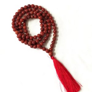 Premium Grade Durable Red Color Assured Quality Polished Jasper Gemstone Jaap Mala Necklace 8mm 108 Prayer Beads Meditation