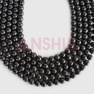 Premium AAA Grade 8mm Black Shungite Round Beads Strands for Jewelry Making Meditation & Decorative Pieces-