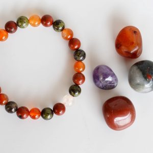 New Arrival Natural Aries Zodiac Crystals Kit Grade Healing Gift Birthstone Tumbled Stones Card 8mm Round Beads Bracelet