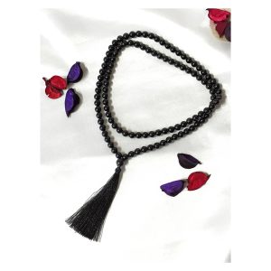 Stress Relief Inner Peace Premium 8mm Black Polished Tourmaline Gemstone Durable 108 Prayer Beads Jap Mala From