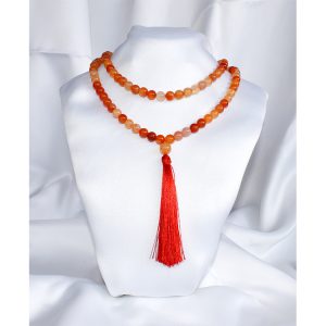 Premium Top Notch Quality  Grade Durable Orange 8mm Polished Carnelian Gemstone 108 Prayer Beads Jap Mala Meditation Stress