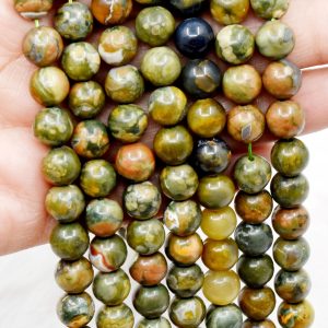 Bulk Loose Ocean Jasper 8MM Round Healing Gemstone Beads Strands for Jewelry Making Model RB-OJAS-8