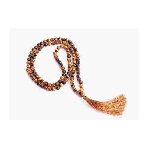 Premium Quality Best Bulk Quantity Semi-Precious Yellow Brown Color Polished Tiger Eye Gemstone Jap Mala with 108 Prayer Beads